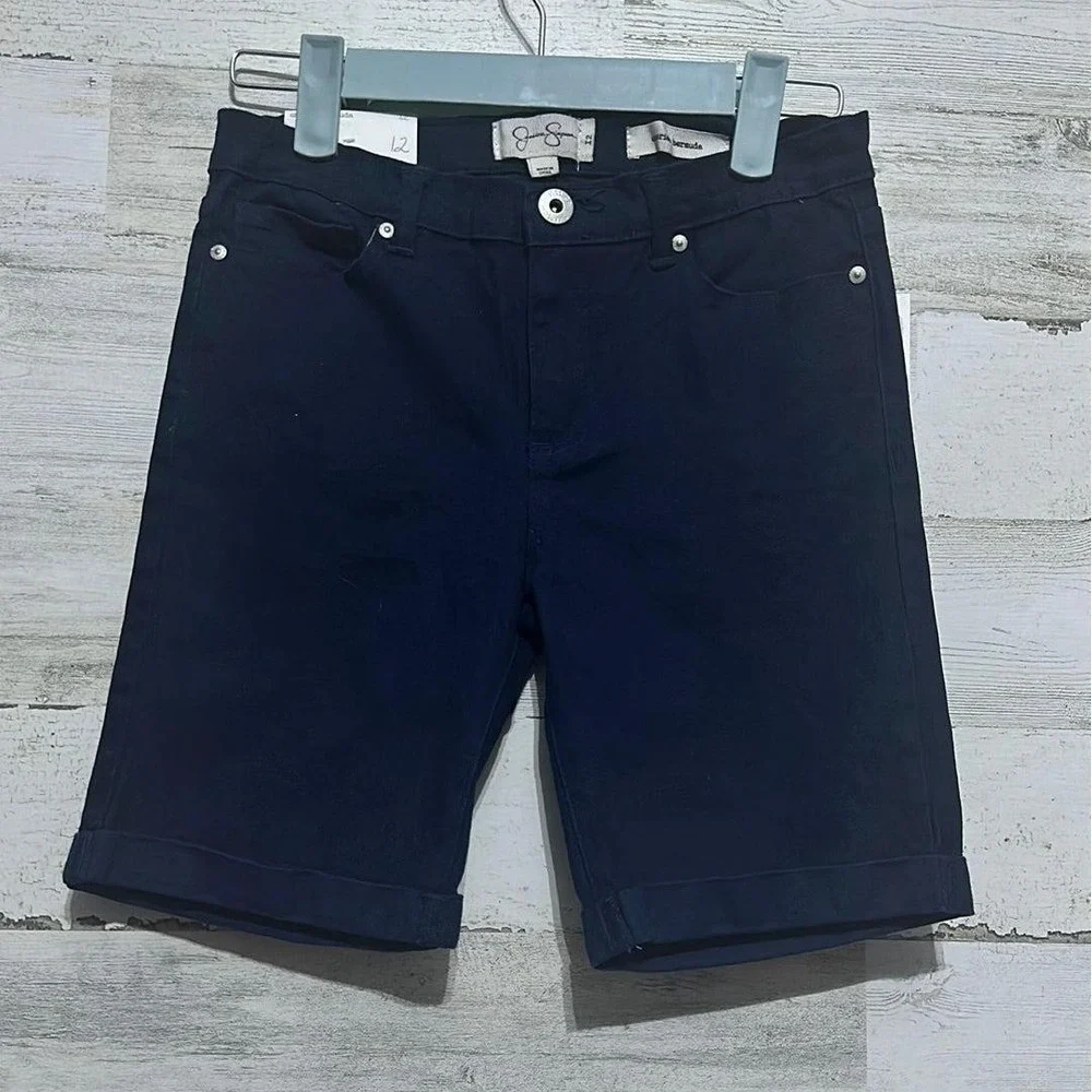 Bermuda Shorts Girls 12 Jessica Simpson Navy Blue Cuffed Cherish NWT